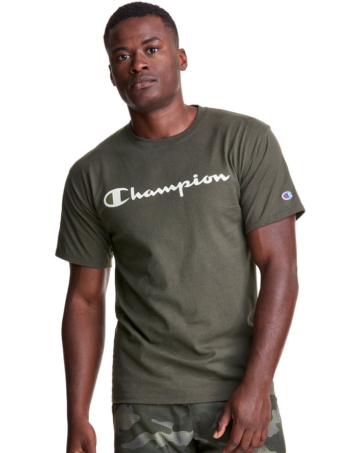 Camiseta Champion Hombre - Classic Jersey Script Logo ( Verde Oliva ) 9853471-JA